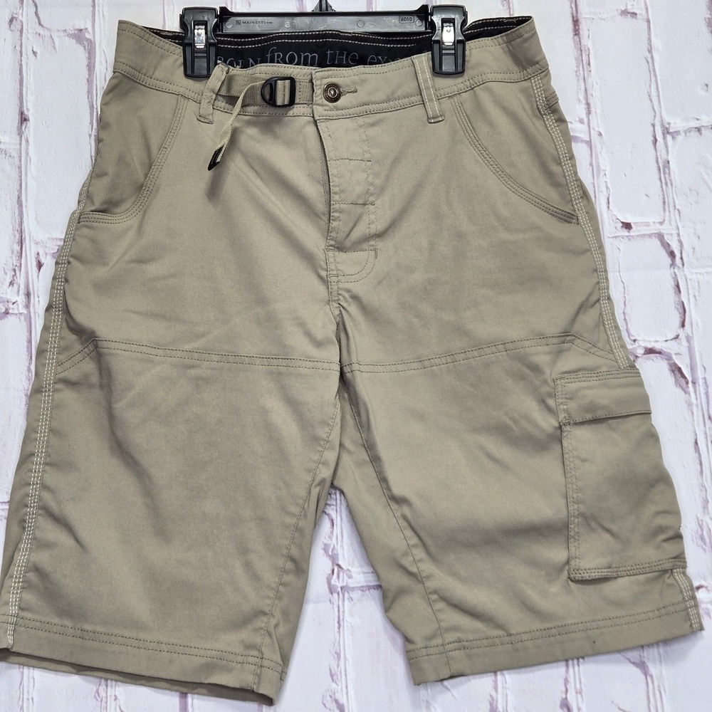 Prana Zion Cargo Shorts Tan Khaki Hiking Climbing Outdoor Adj. Waist Mens 30x12